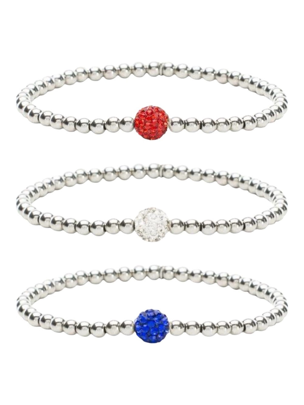 3 Hand Crafted Sterling SilverPatriotic Bracelets